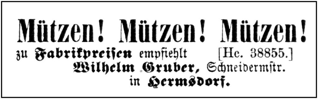 1885-08-07 Hdf Schneidermeister Gruber